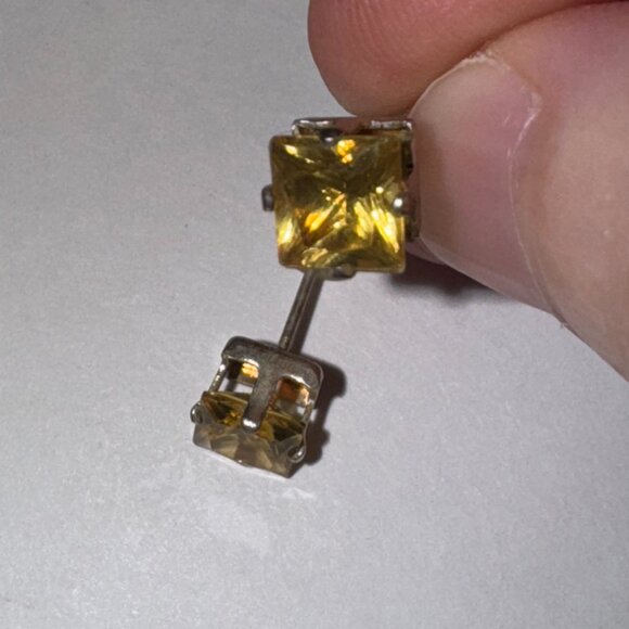 6.72Mm Square Clear Cz And Sterling Post Earrings - Picture 12 of 13